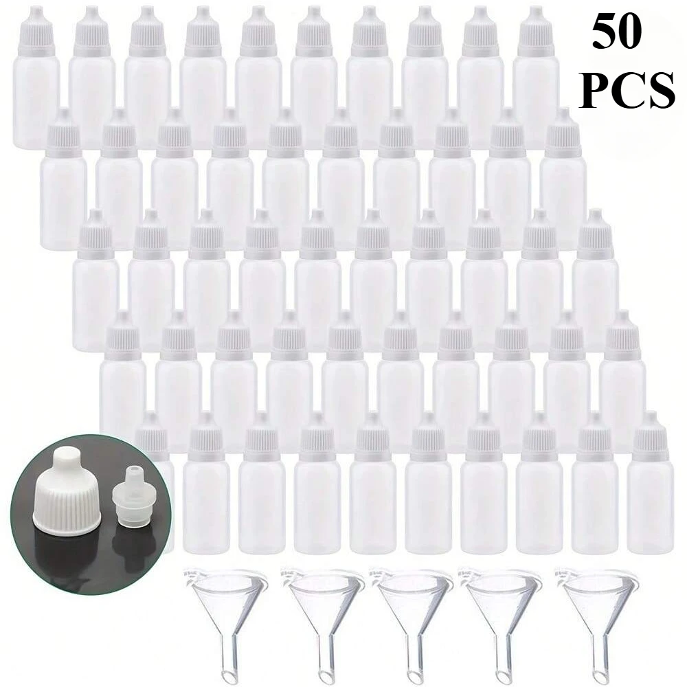 

50 шт. 3-100 мл многоразовые пластиковые сжимаемые жидкости, пустые бутылки-капельницы для рисования жидкости для глаз, контейнеры для хранения Essential Oi
