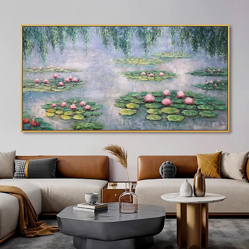 

OQ100% Handmade Oil Painting On Canvas Abstract Impression Landscape Lotus Picture Wall Art Living Room Home Decoration Unframed