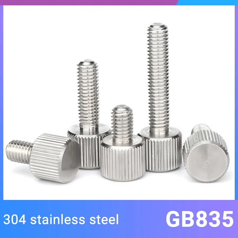 2/5Pcs M2 M2.5 M3 M4 M5 M6 M8 304 Stainless Steel Thumb Screw Plain Flat Type Metric Knurled Head Maunal Adjustment Bolt 5-30mm