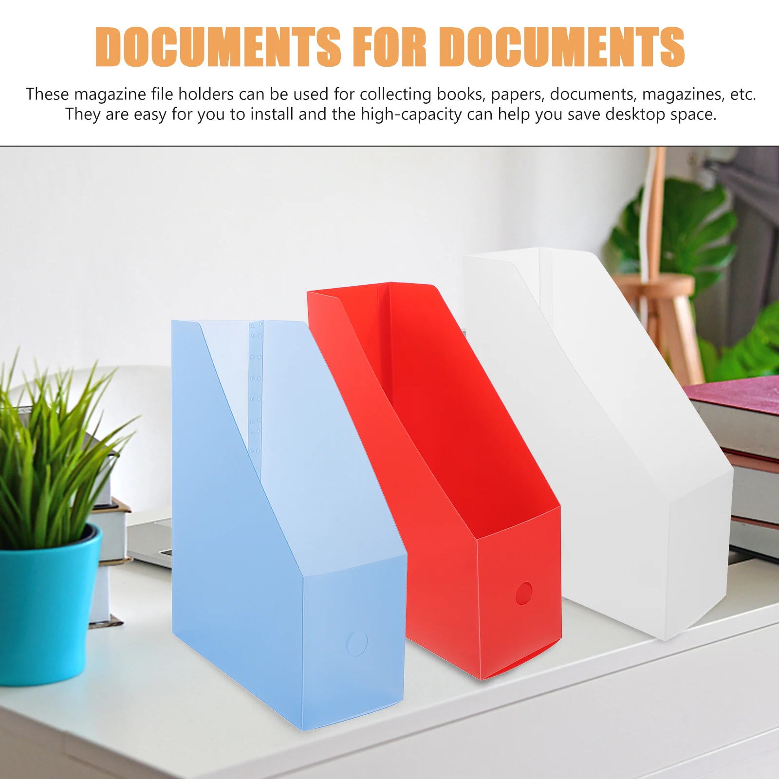 

3 Pcs St Boxes Large Capacity Desk ganizer Storage Magazine Holder Plastic File Holder Paper Magazines Documents Folder Plastic
