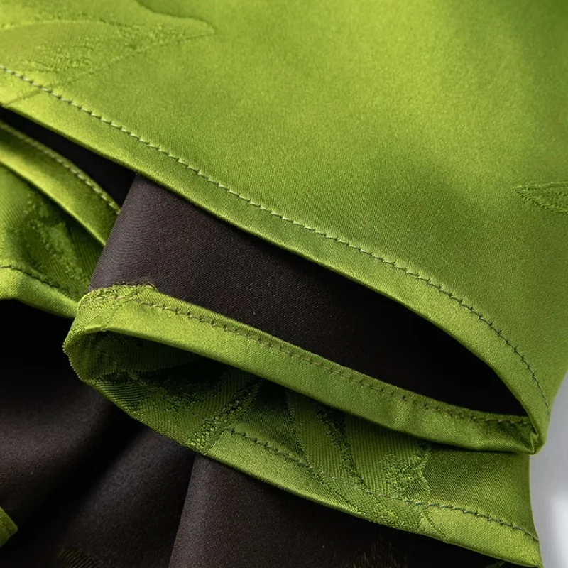 تنورة Birdtree 100% من حرير التوت الأخضر، فساتين مستقيمة للنساء من قماش الجاكار بخصر مطاطي وفتحة جانبية، صيف 2025 جديد D57211JF