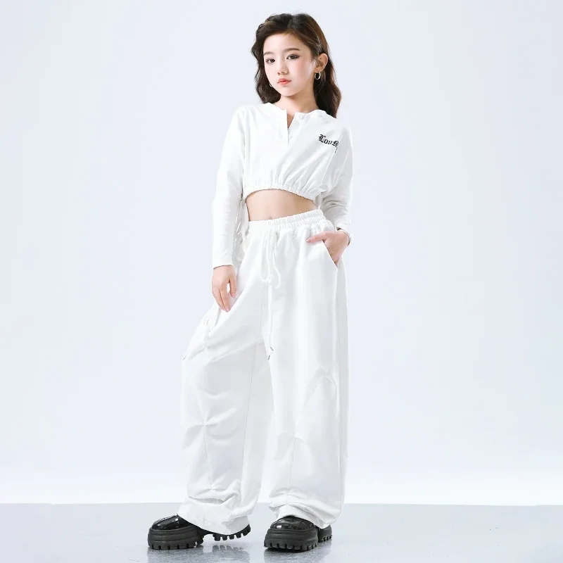 Criança jazz dança outfit hip hop meninas colheita topos carga calça crianças moletom conjuntos de roupas de dança de rua adolescente streetwear trajes