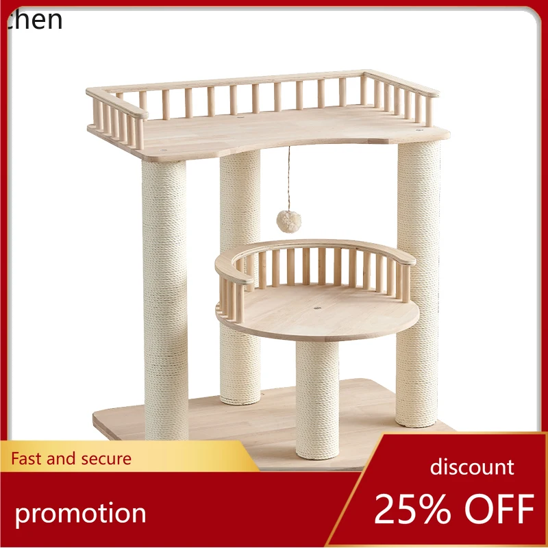 

CZ all solid wood cat climbing frame household cat frame integrated large cat bed small climbing frame