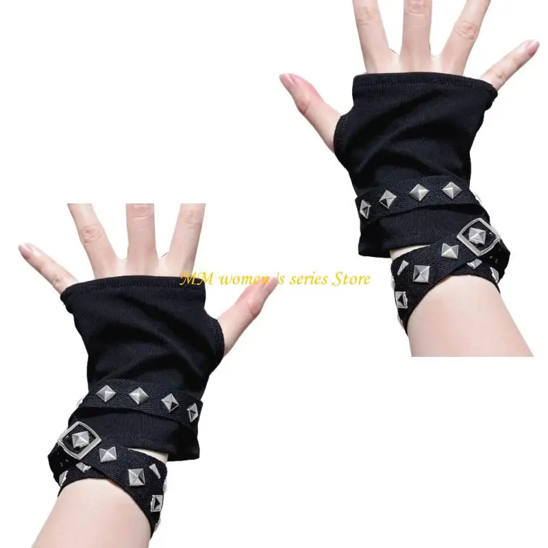 Q39C Cubierta brazo gótico mangas brazo elástico accesorio ropa mano para mujeres adolescentes ropa diaria y evento