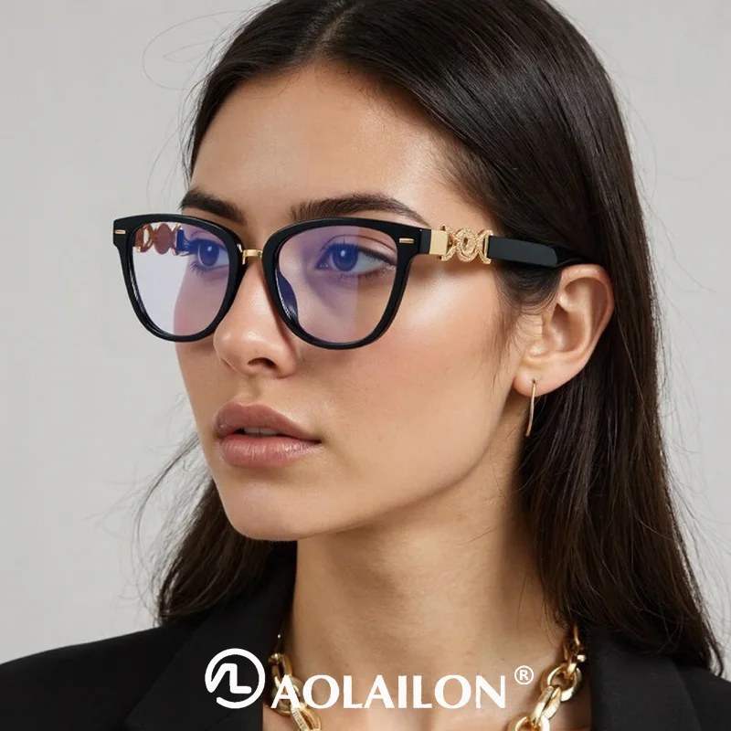 Beliebte Designer-Cat-Eye-Brille mit Flachgläsern, Neuer Anti-Blaulicht-Rahmen, Modischer Rahmen, Trendig