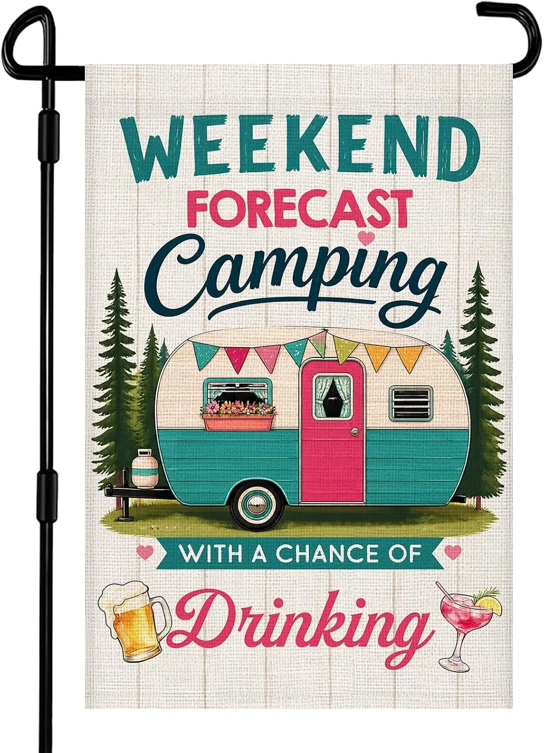 Weekend Forecast Camping with a Chance of Drinking Garden Flag 12x18 Inch Double Sided Burlap Funny Camping RV Campsite Outd kkz