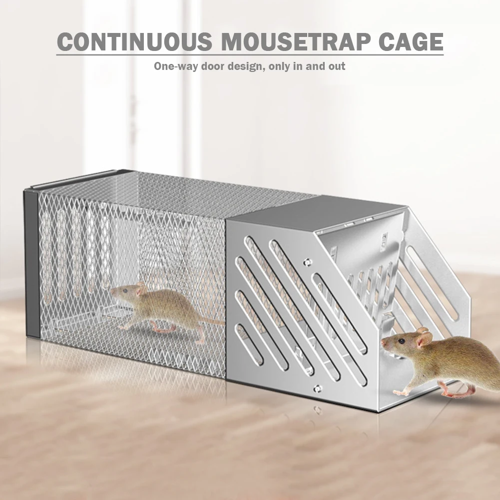 Indoor Outdoor Rat Trap Reusable Mice Rodent Rats Catcher Non-toxic Household Mouse Catcher Stainless Steel Animal Mouse Catcher