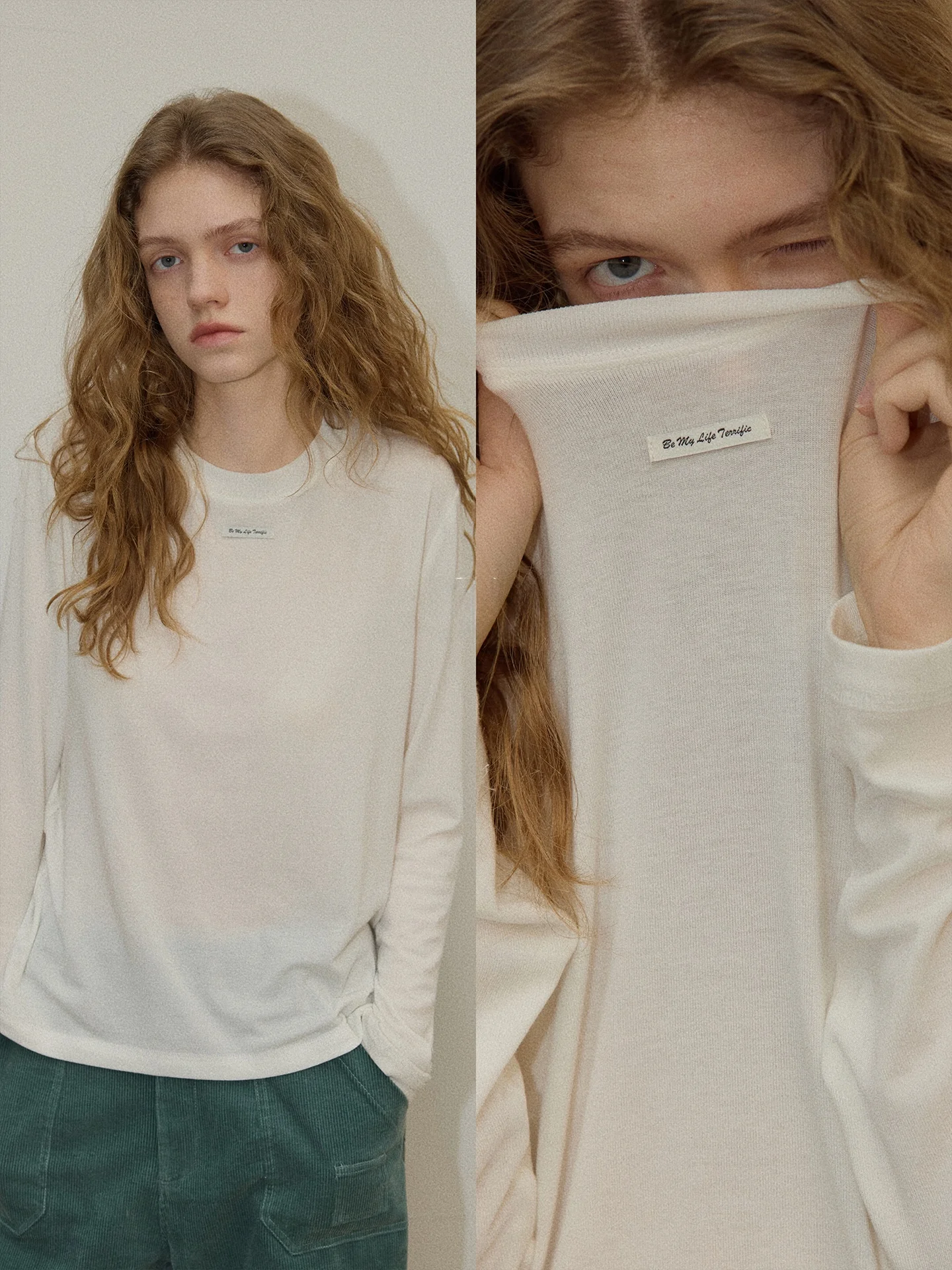 

Женская комфортная приталенная футболка BMLT Spring Round Neck Long Sleeve Base Shirt в корейском стиле для многослойных образов, повседневная одежда