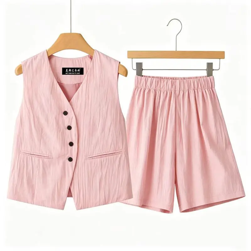 

Fashion Women's Set Summer New Korean Version V-neck Vest, High-end and Elegant Women's Two-piece Set