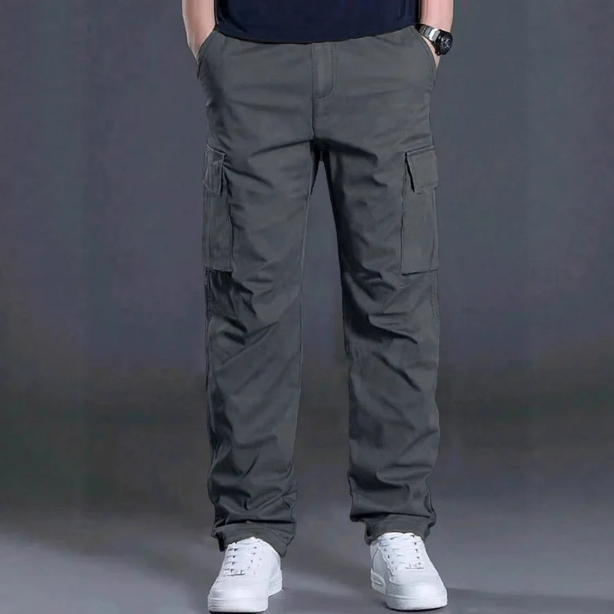 

Casual Loose Straight Leg Multi-ket Men's Pants Spring Summer 2025 Faion Workwear Cotton Youth mid Waist Trousers
