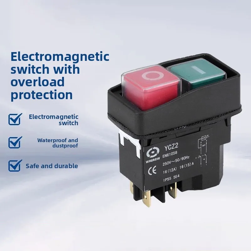 110V/220V  YCZ2 Electromagnetic Switch 4/5 Pin Momentary(Reset) On Off Red/green Push Button Emergency Stop Replace KJD17 view 2