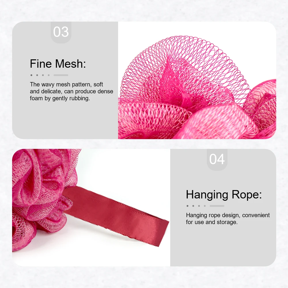 دش الإسفنج كرة استحمام بوف دش الكرة التقشير منظف الجسم مقشر الجسم لونين حمام زهرة اكسسوارات الحمام
