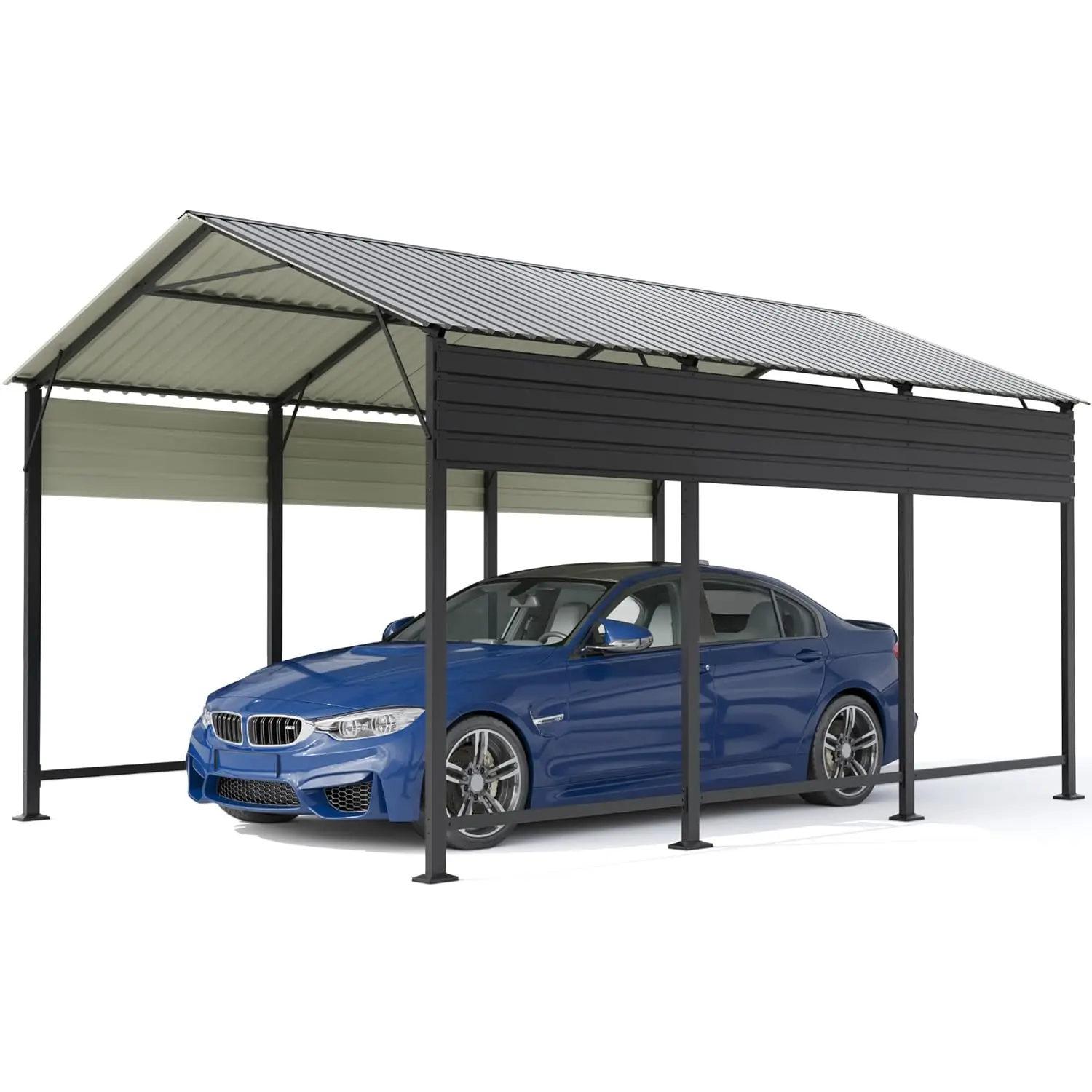 

10x15 FT Heavy-Duty Metal Carport Outdoor Vehicle Shelter Portable Garage Frame Customized