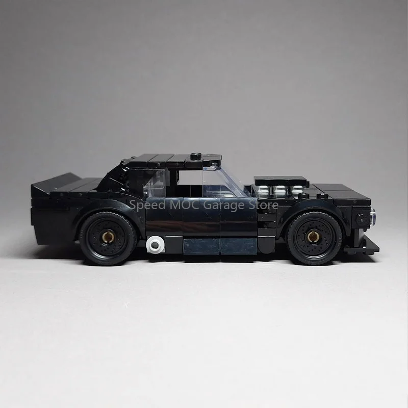 

MOC Black Modified American Muscle Car Building Blocks - Retro Drift Sports Car Model Kit, Racing Legends Series