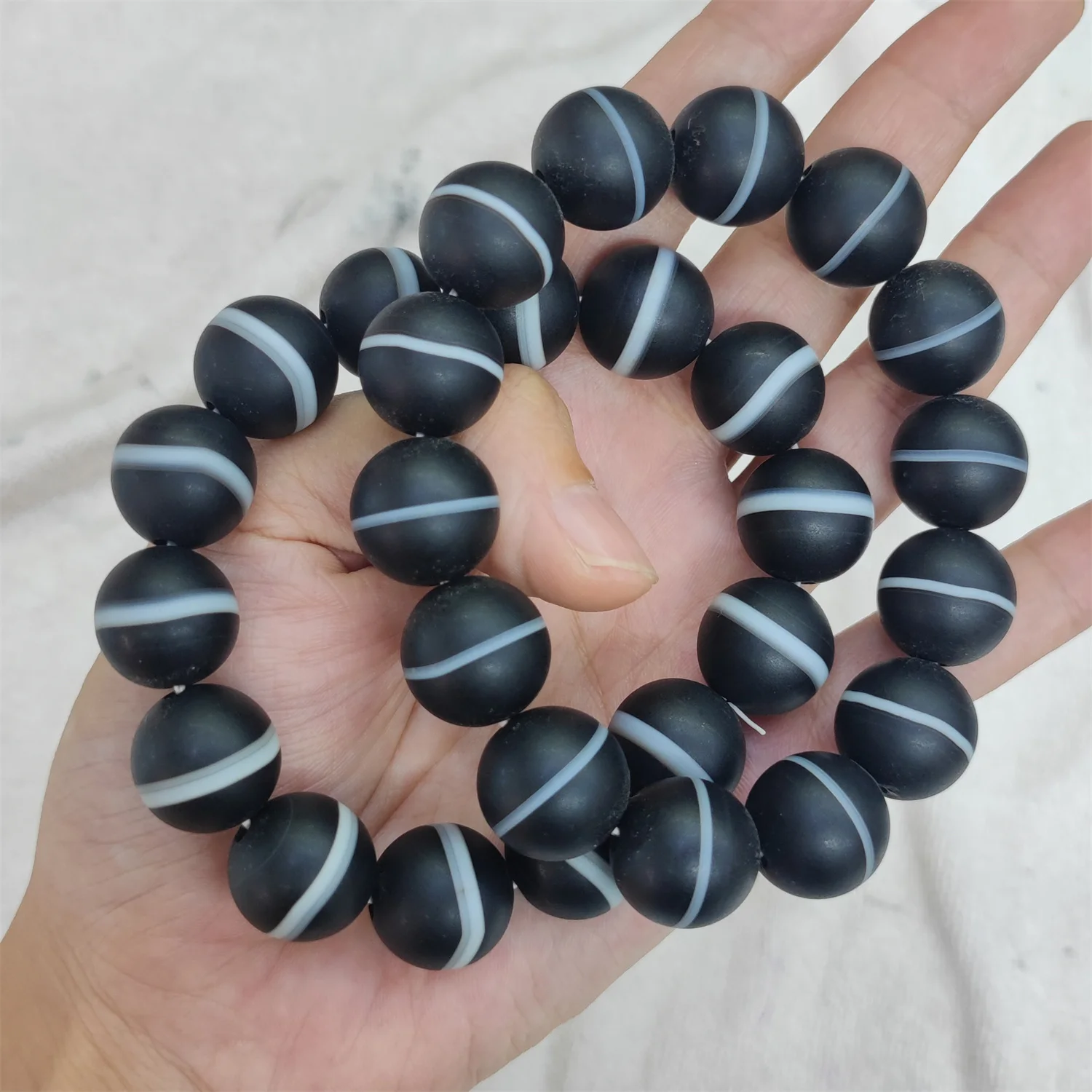 1Pcs/Lot Rare Striped Agate Round Bead Bracelet Pharmacist Bead Man Jewelry Pulseira Armband WholesaleHomme