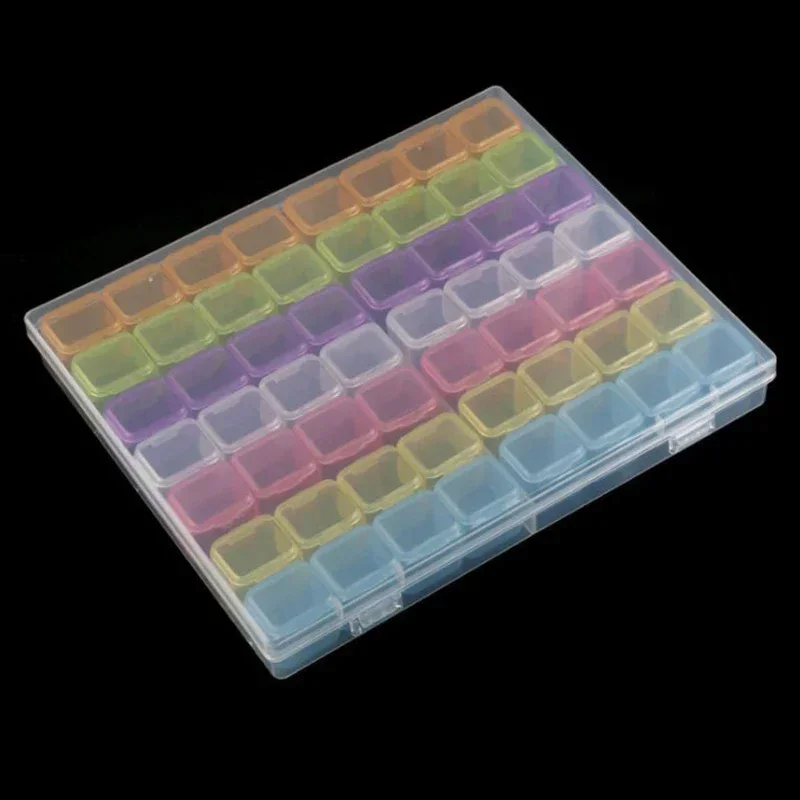 28/56Girds Nail Art Tools Storage Box Compartment Organizers Transparent Plastic Storage Case Beads Diamond Jewelry Container