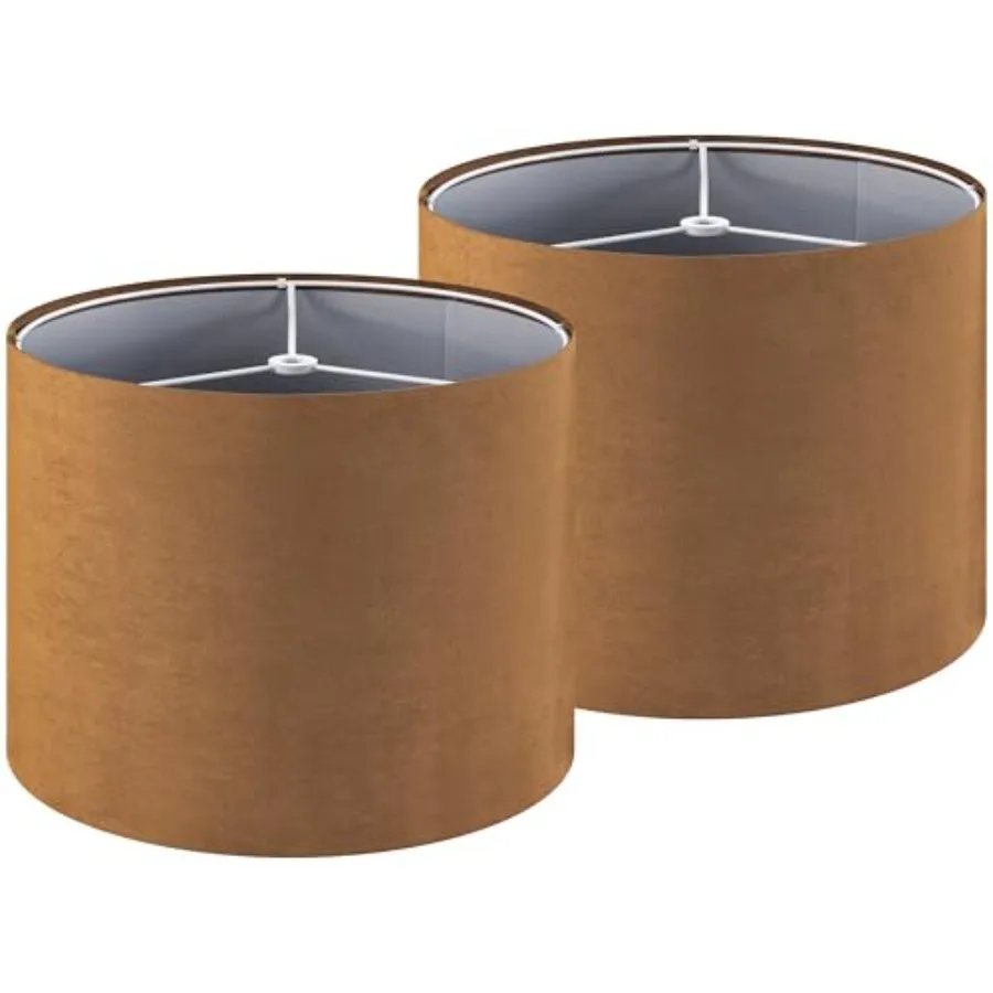 

GOSO Set of 2 Medium Drum Lamp Shades Brown Vtage Chamois Leather Cover Replacement 3 x3 x 0 Spider Fabric Velveteen Lamp Shade
