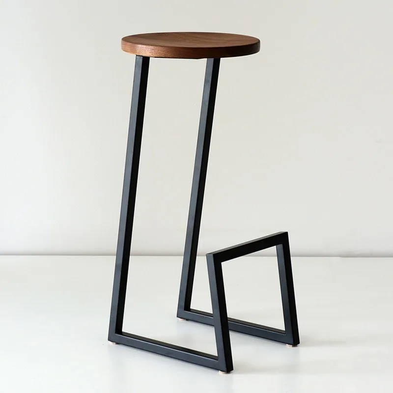 Modern High Bar Chairs Comfortable Metal Barstool Minimalist Wooden High Bench Kitchen Elegant Stackable Iron Tall Stool Seat