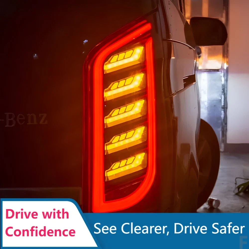 

Модернизированные автомобильные задние фонари в сборе для Benz Vito W447 2016-2023, автомобильные задние фонари, светодиодные динамические стримеры, аксессуары для стоп-сигналов