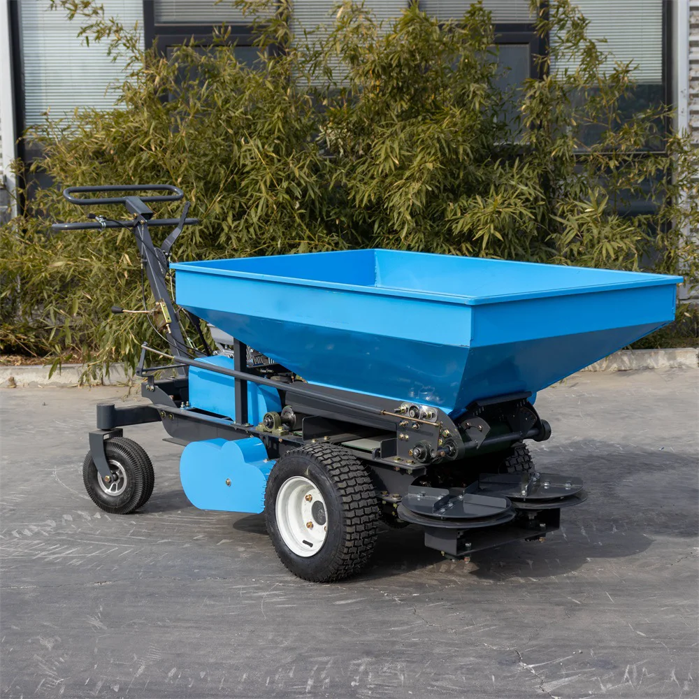 Spalmatore per fertilizzanti per camion con ruote piccolo e tenuto in mano regolabile per la manutenzione della serra del campo da golf del prato della fattoria del frutteto domestico