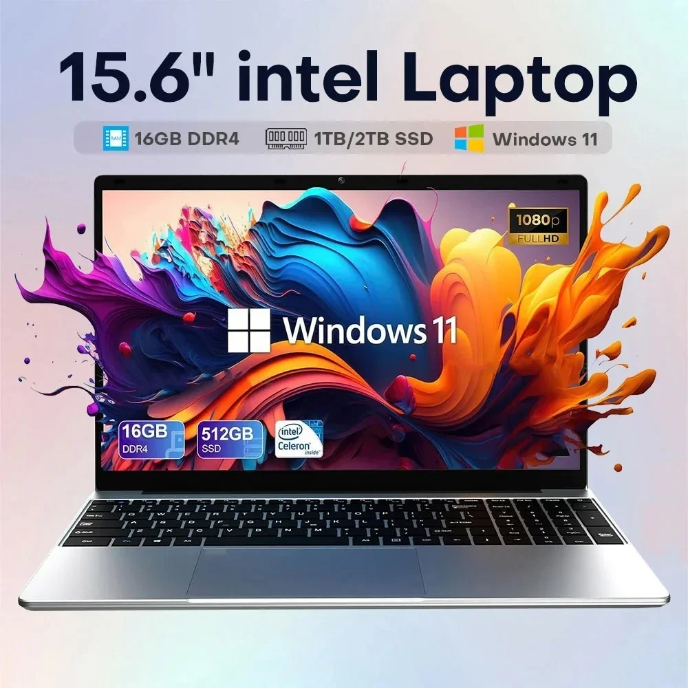 

QMDZ 15.6" Laptop Computer Intel Celeron N5095 Notebook PC 16GB 32GB Ram 128GB-2TB SSD Office Study PC Windows 11 1080P Laptops