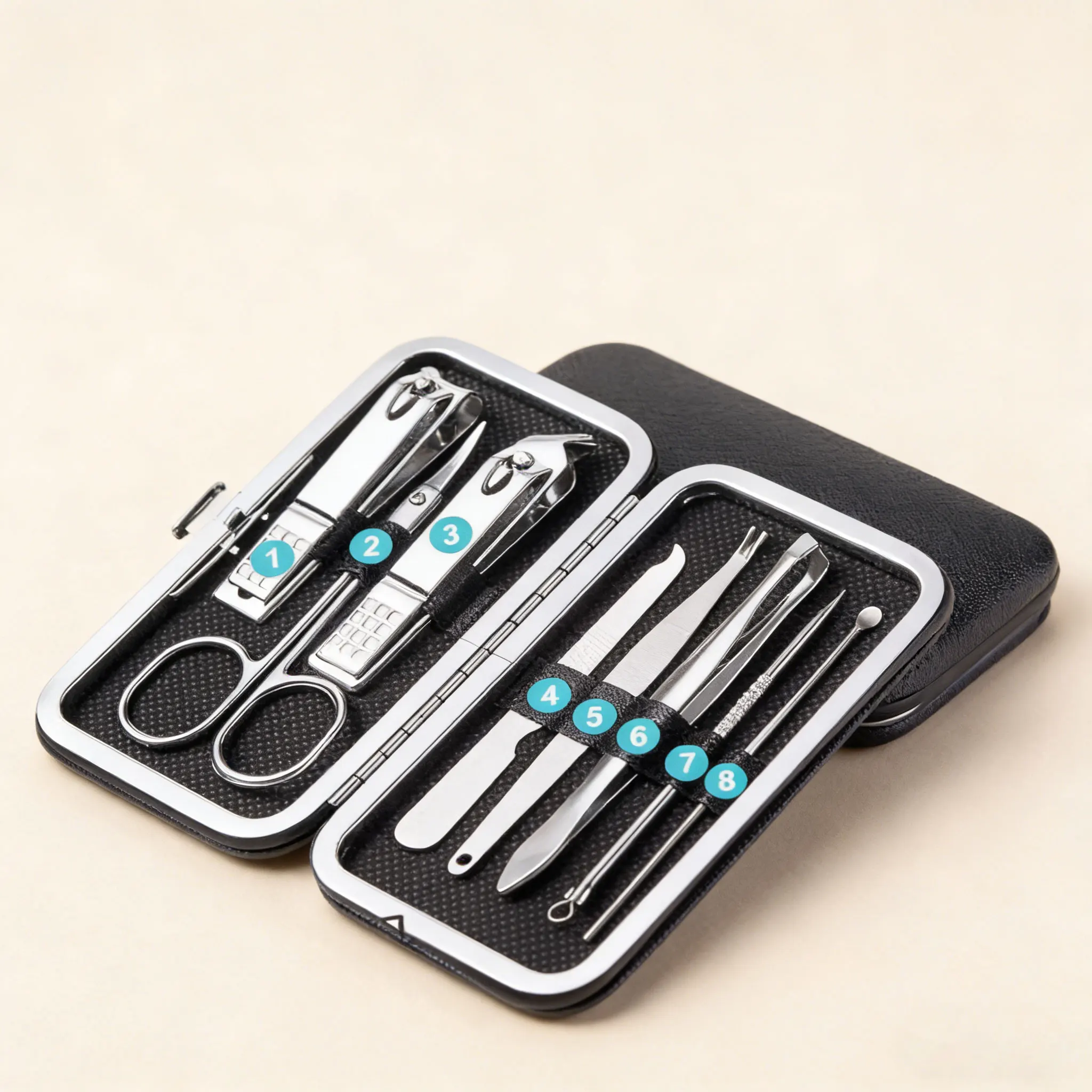 

Профессиональный набор маникюрных инструментов из нержавеющей стали, 8 предметов: ножницы для ногтей, педикюрный набор, набор для ухода за ногтями для дома и салона