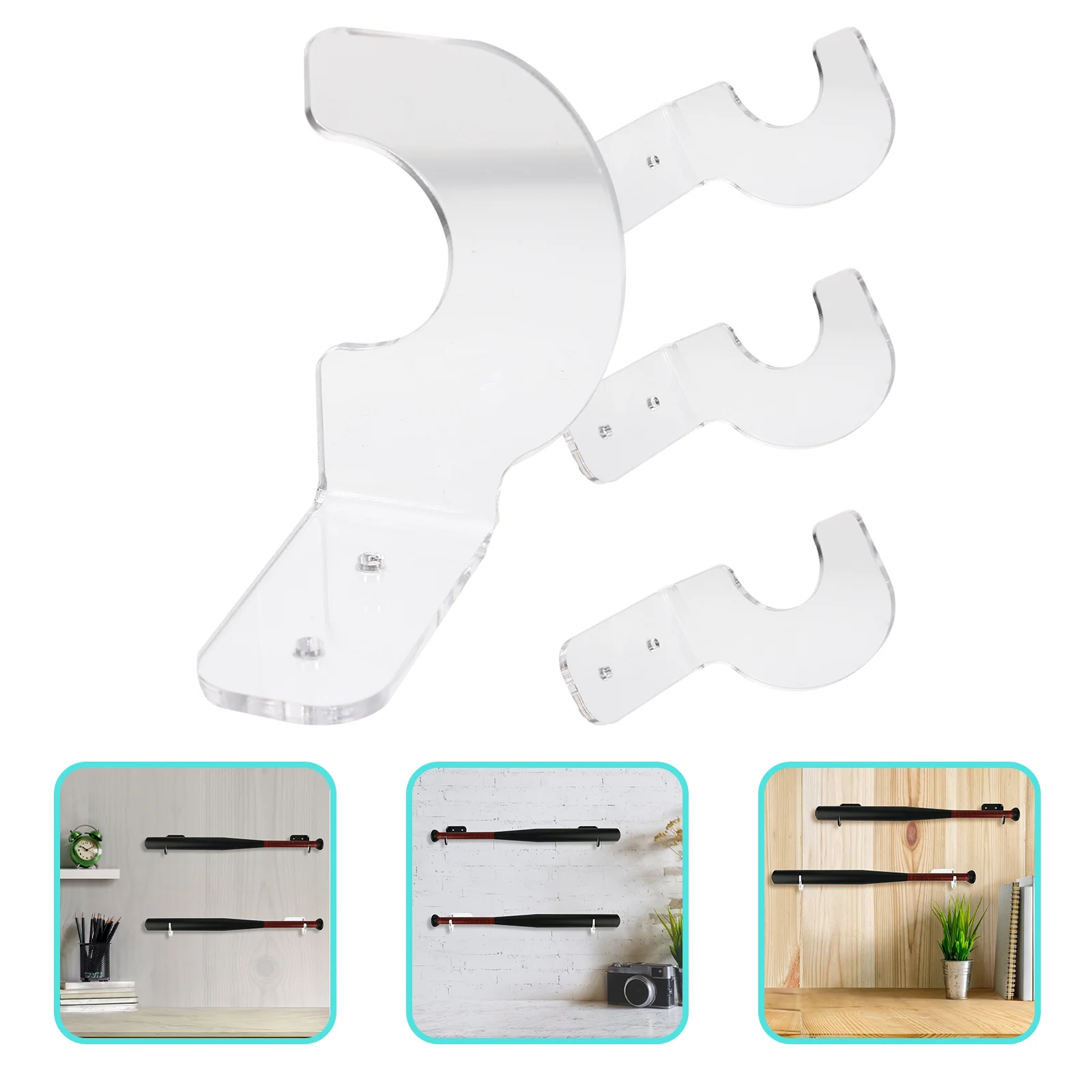 Baseball Bat Stand Storage Wall Mount Wall-mounted Holder Vertical Transparent Showing Display Metal Hockey Rack Space-saving