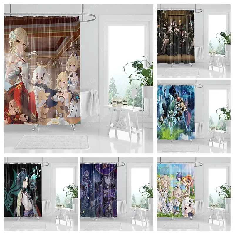 

Waterproof fabric shower curtains Bathroom curtain accessories 180x200 Bath curtain for shower 240*200 cartoon cute decoration