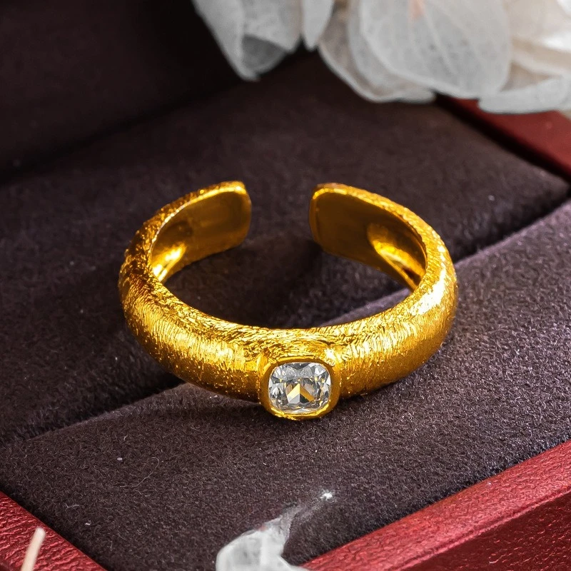 

Fashion 18kt Gold Color Zircon Ring for Women Bride Wedding Birthday Valentine's Day Women's Jewelry Open Ring Gifts