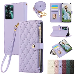 Crossbody Cards Solt Wallet Zipper Bag Leather Case For OPPO A79 A58 A78 A98 A53 A77 A57 A54 A55 Reno 12 Pro 11 F 10 Strap Cover