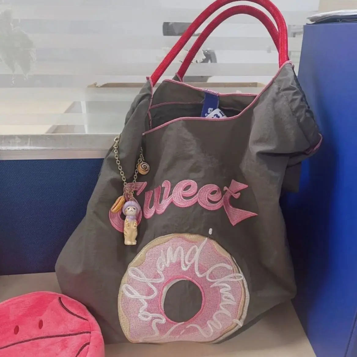 Bolsa de ombro feminina com letra estilo japonês donut, bolsa de compras de alta capacidade, nova, 2023