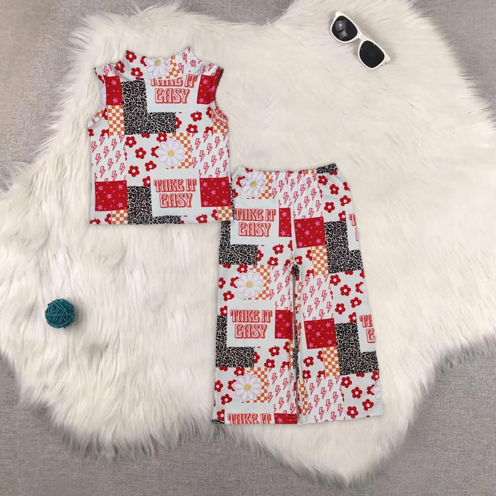 

Baby Girls Western Easy Flowers Top Bell Pants Clothes Sets
