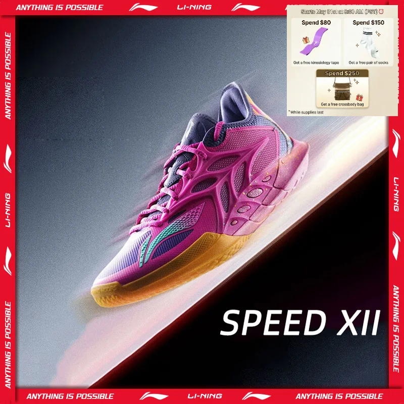 

Li-Ning Men's SPEED XII Professional Basketball Shoes BOOM Cushioning Breathable LiNing Stable Support Sneakers ABAV069