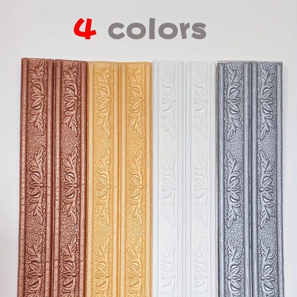 Carving Flowers Foam Self Line Skirting Waterproof Baseboard Corner Waist Line Sticker Wall Edge Strip Stickers