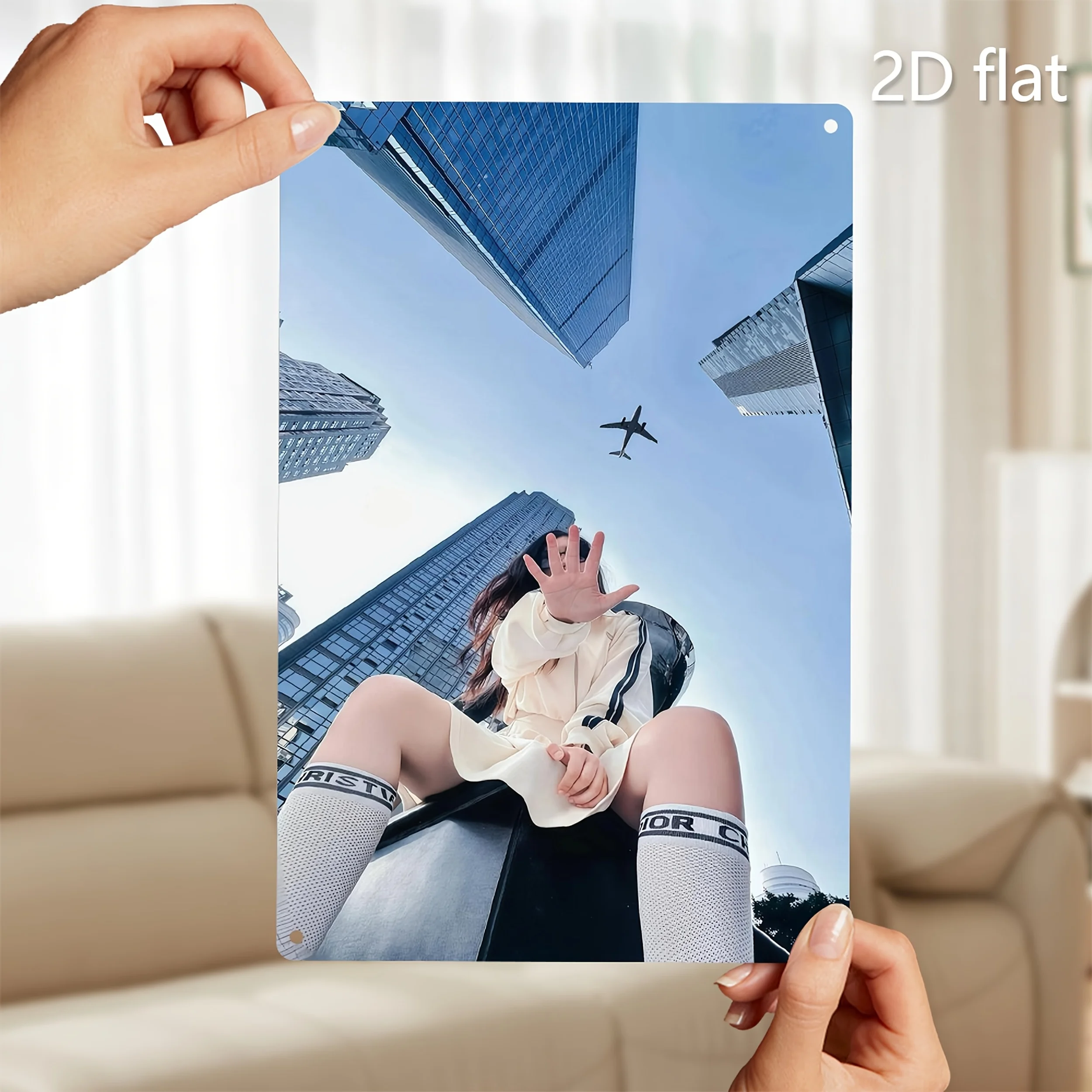 

[2D Flat] 1pc Urban Youth Moment Metal Wall Art Plaque - 2D Flat Iron Decor With Pre-Drilled Holes