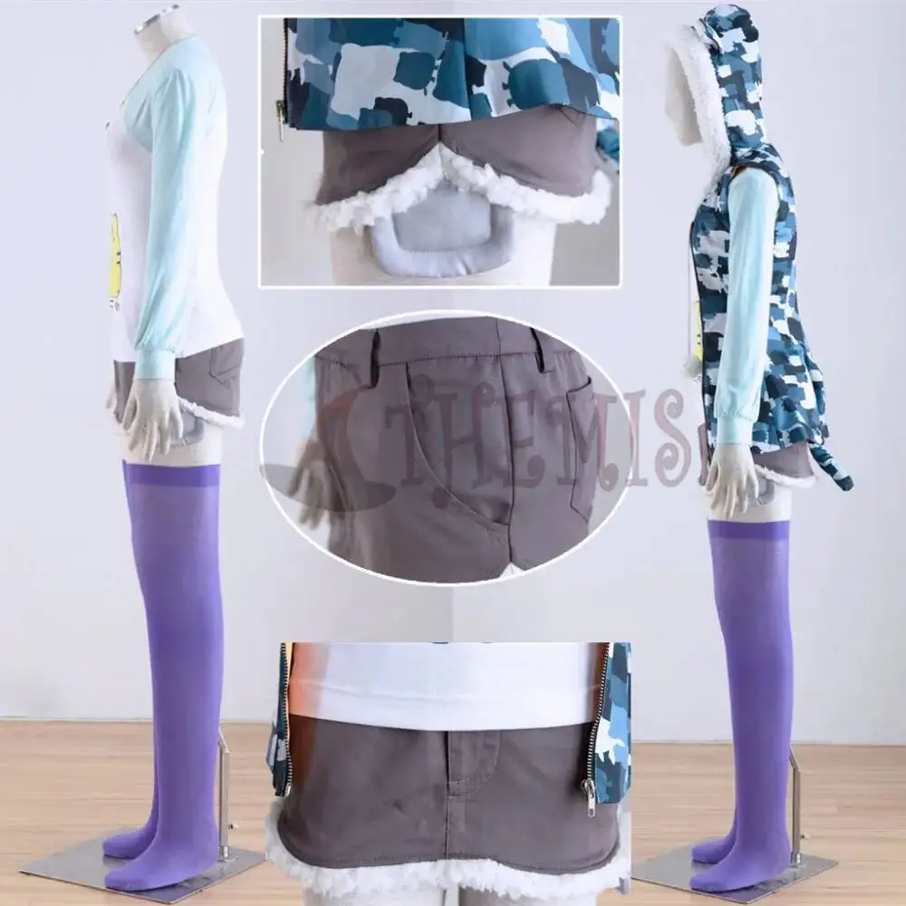 Athemis SUPERSONICO Camouflage Cosplay Costume Kit Hooded Jacket T-shirt Necklace Skirt 5 PCS For Halloween Game Party