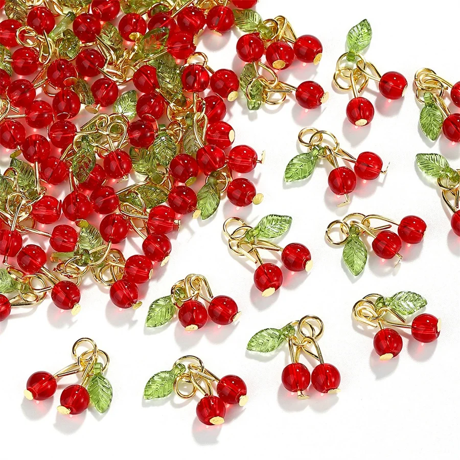Three dimensional cherry fruit pendant pendant DIY bracelet necklace earrings earrings accessories pendant accessories