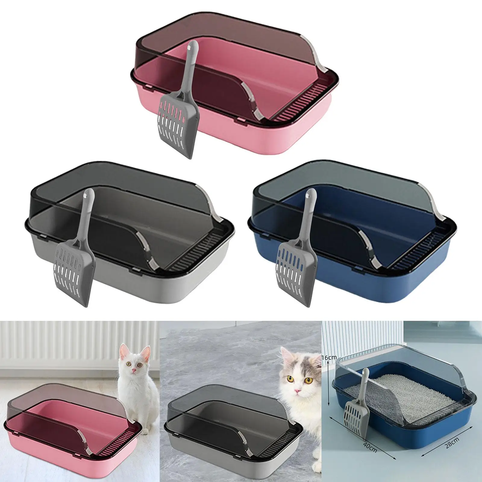 Open Top Cat Litter Box Easy to Clean High Sided Portable Cat Bedpan Removable Cat Toilet for Indoor Cats Small Animals Rabbit