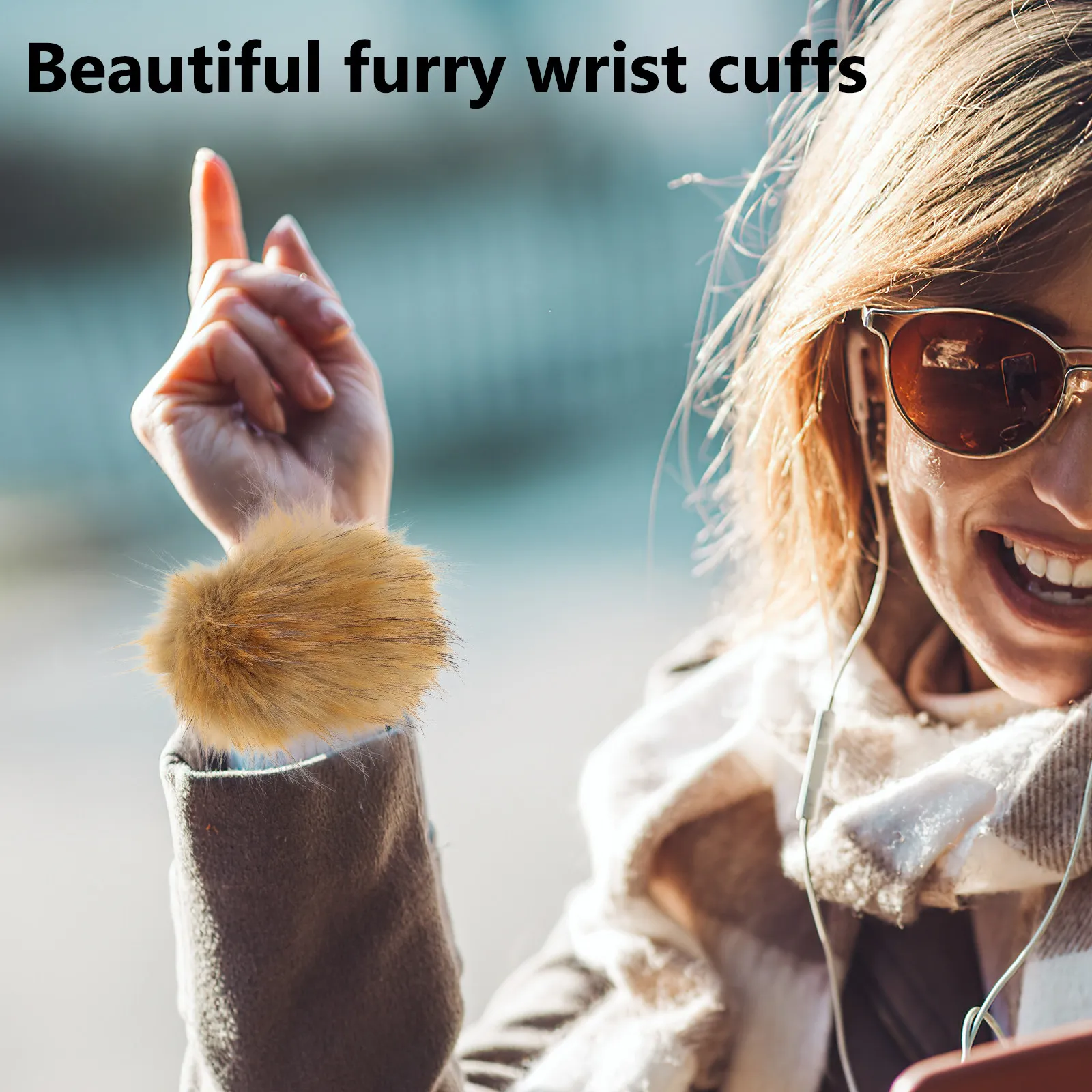 Winter Warm Wrist Cuffs for Women – 2pcs Faux Fur Arm Bands Outdoor Cold Weather Clothing Accessories