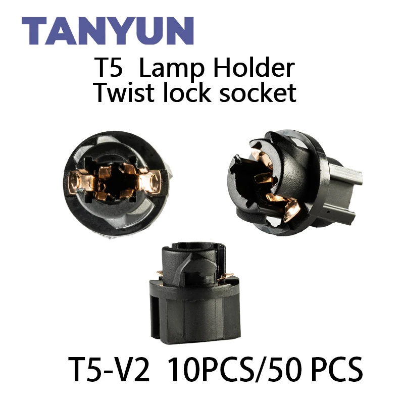 

TANYUN Signal Lamp T5 Twist Socket Instrument Panel Cluster Socket Lamp Holder Base PC74 T5-V2 Socket Car Bulbs Base W5W PC194