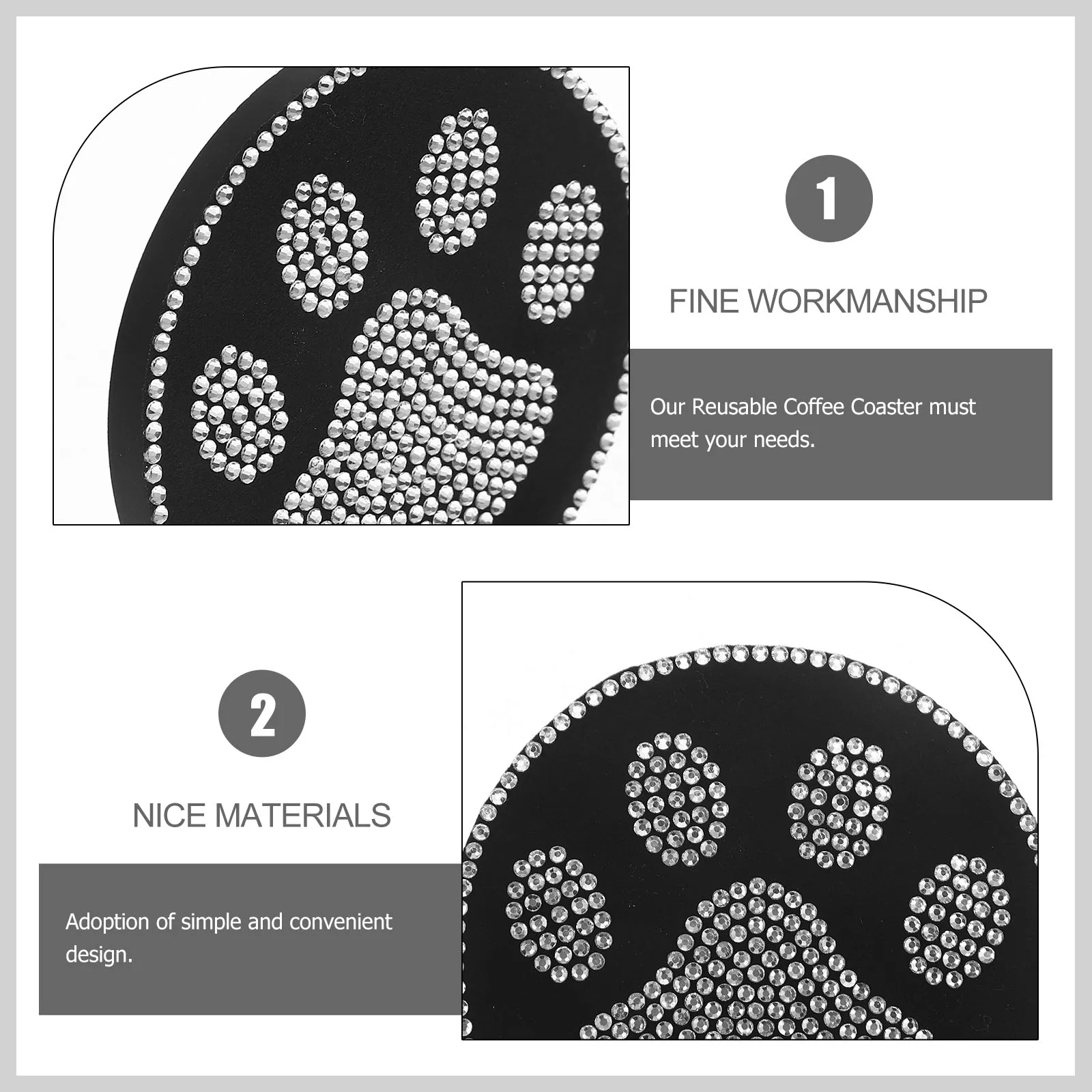 

2pcs Round Rhinestone Car Cup Mat Non-Slip Drink Coaster Anti-S Insulation Coasters For All Cars Anti-Scald Plastic Cup Mats