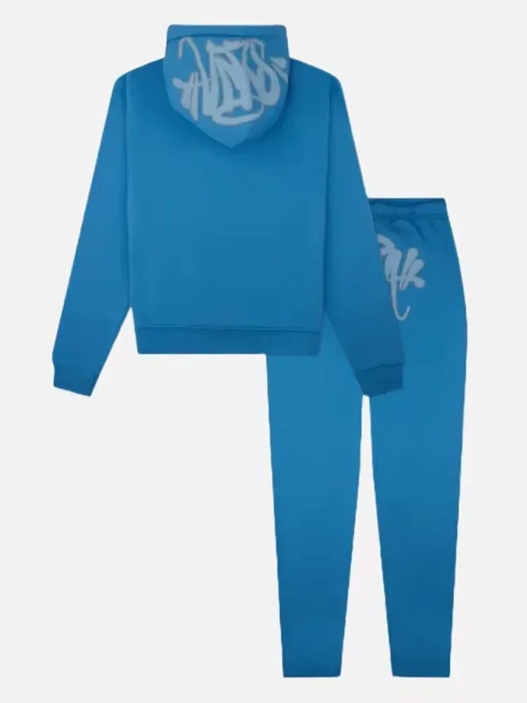 Y2k Street Męskie bluzy z kapturem Proste spodnie 2-częściowy zestaw Hip Hop Sportowe spodnie z kapturem Luźny bawełniany dres z nadrukiem