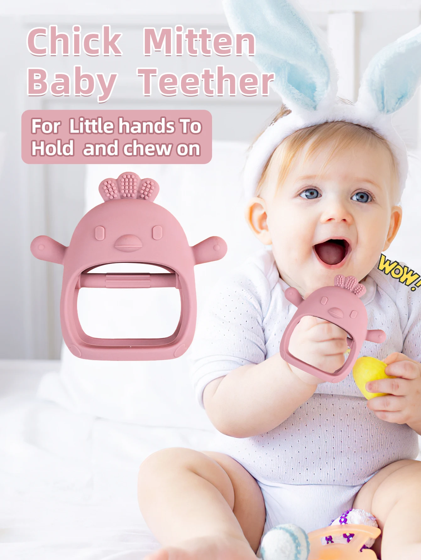 Baby Teether Chick Gloves Teether Silicone Anti-eating Hand ​Molar Stick Massage Gums Baby Anti-biting Teether Baby Accessories