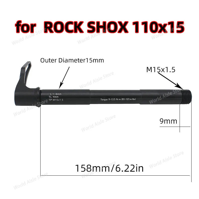 Mountain bike road bike frame quick release rod 15x100 15x110 bicycle front fork through-axle fork wheel axle hub axle suitable