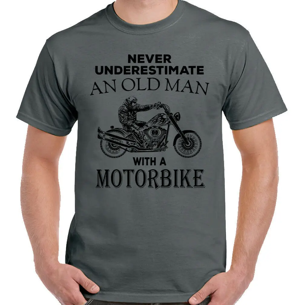 Никогда не подучить старого человека с мотоциклом, Мужская забавная Байкерская футболка, велосипед