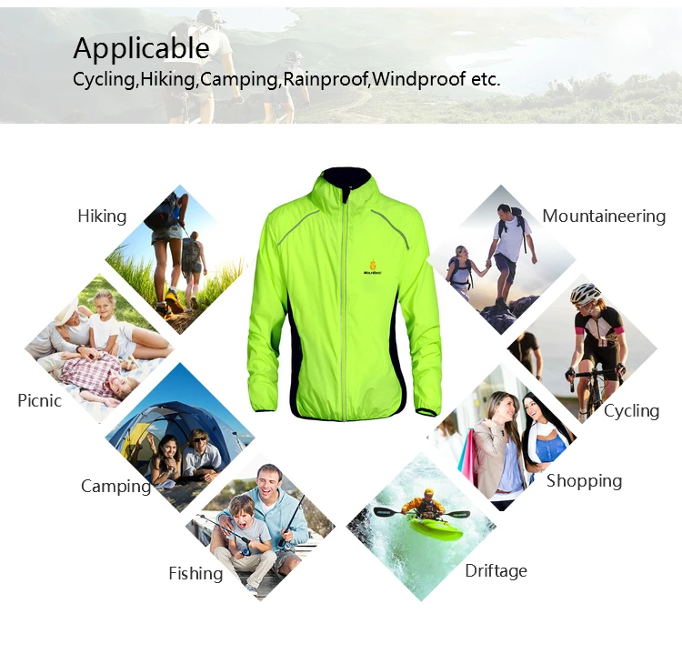 WOSAWE Herren winddichte wasserabweisende reflektierende Fahrradjacke MTB Fahrrad Langarm Windjacke Fahrradmantel Jersey – Detail 14