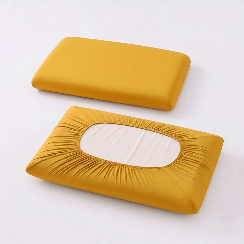 2Pcs Pillowcase Set Solid Yellow Envelope Pillow Covers Soft Breathable Dorm Home Bedding Pillow Protector Washable Bedroom