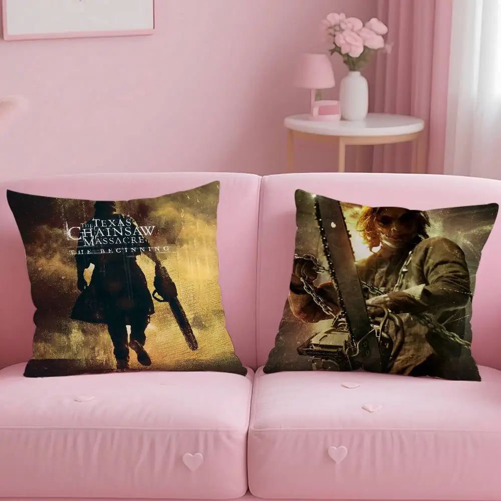 Horrible Movie S-Saw M-Massacre Pillow Case Anti-dustmite Pillowcase Invisible Zipper Silky Short Plush Sofa Cushion Cover