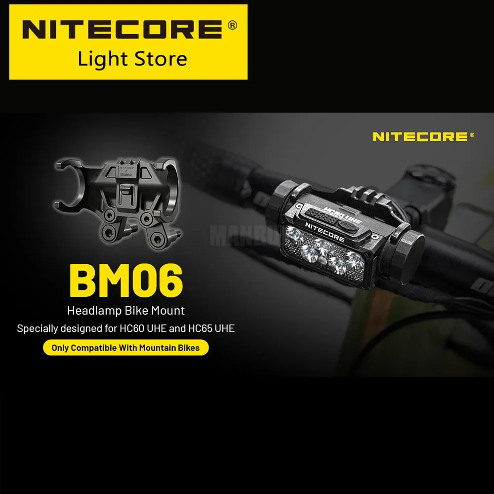 Genuine NITECORE BM06 Mountain Bike Mount For HC60UHE HC65UHE HC68 HC65 V2 NU40 NU43 NU45 Headlamp Angle Sports Camera Interface