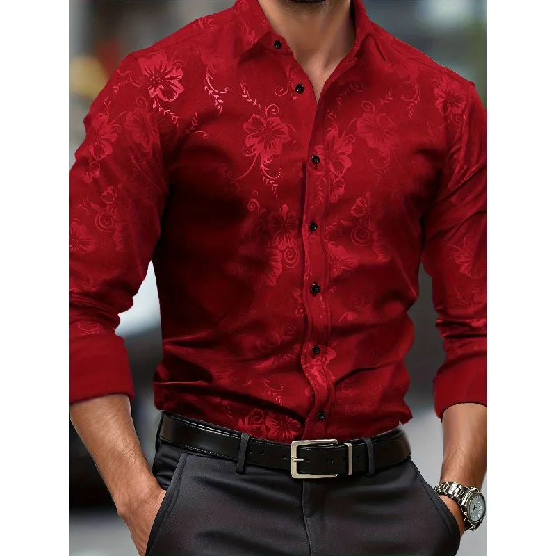 2025 Men New Shirts Fashion Printed Men's Long Sleeve Four Season Casual Streetwear Male Elastic Shirt - Image 3